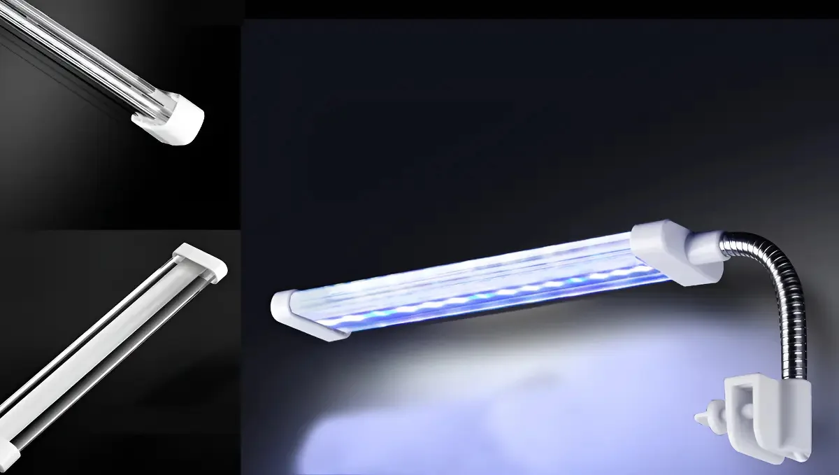 Luminária LED para Tartaruga Branco e Azul 14cm 6W Aquaterrário
