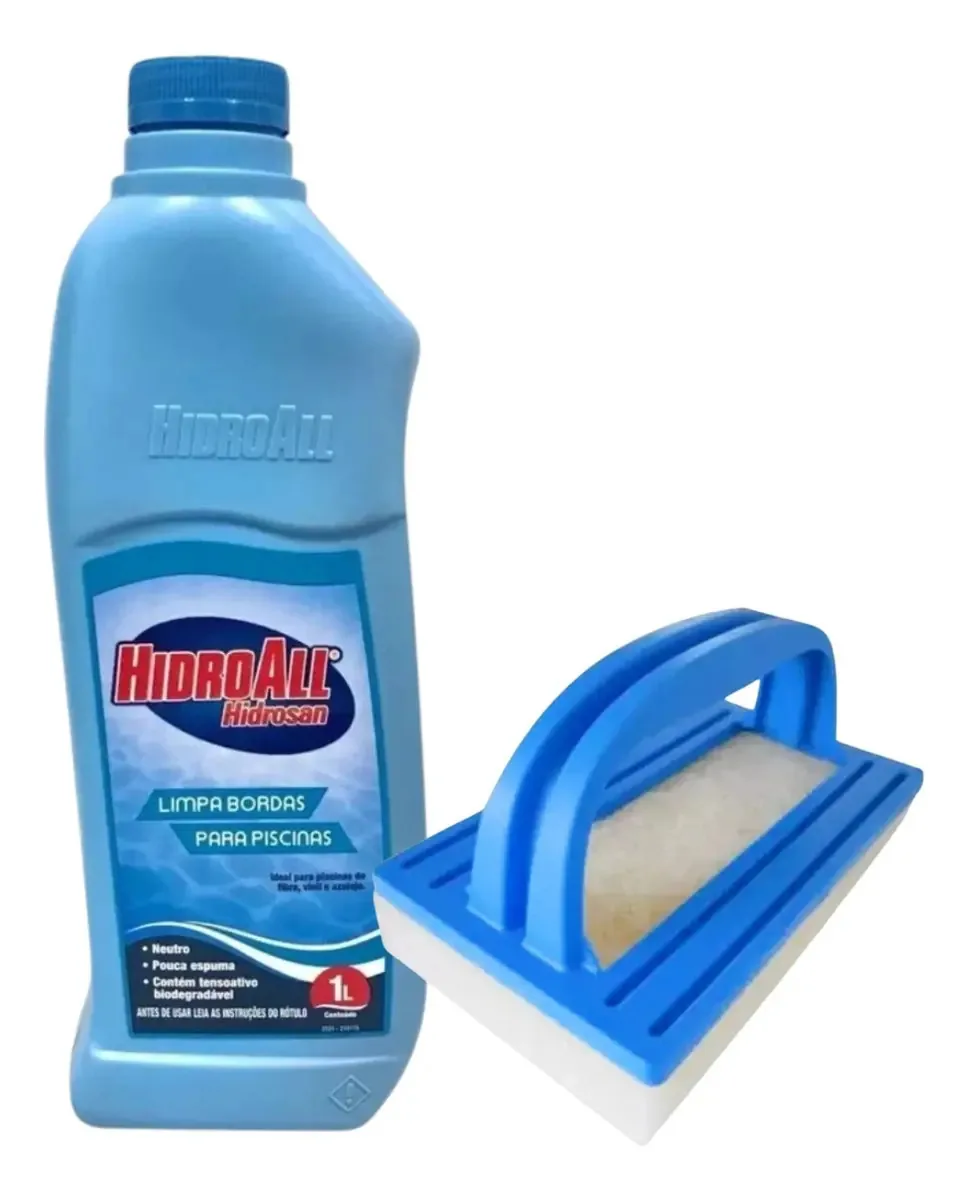Limpa Bordas Piscina + Esponja Hidrosan 1 Litro Hidroall