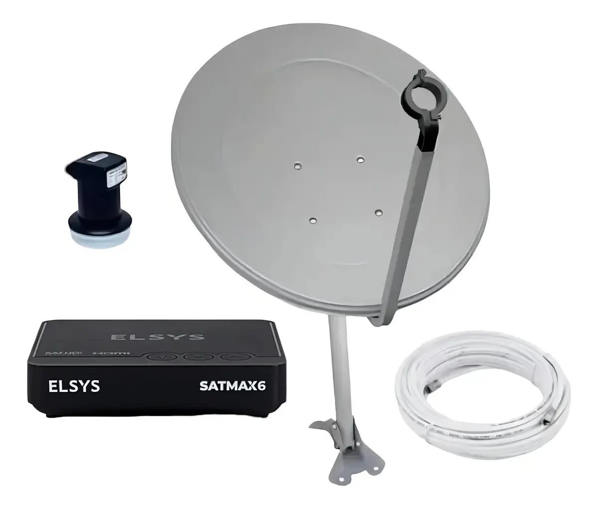 Kit Nova Parabólica Elsys Satmax 6 Cor Preto
