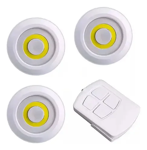 Conjunto de 3 luzes LED de emergência sem fio com controle remoto branco