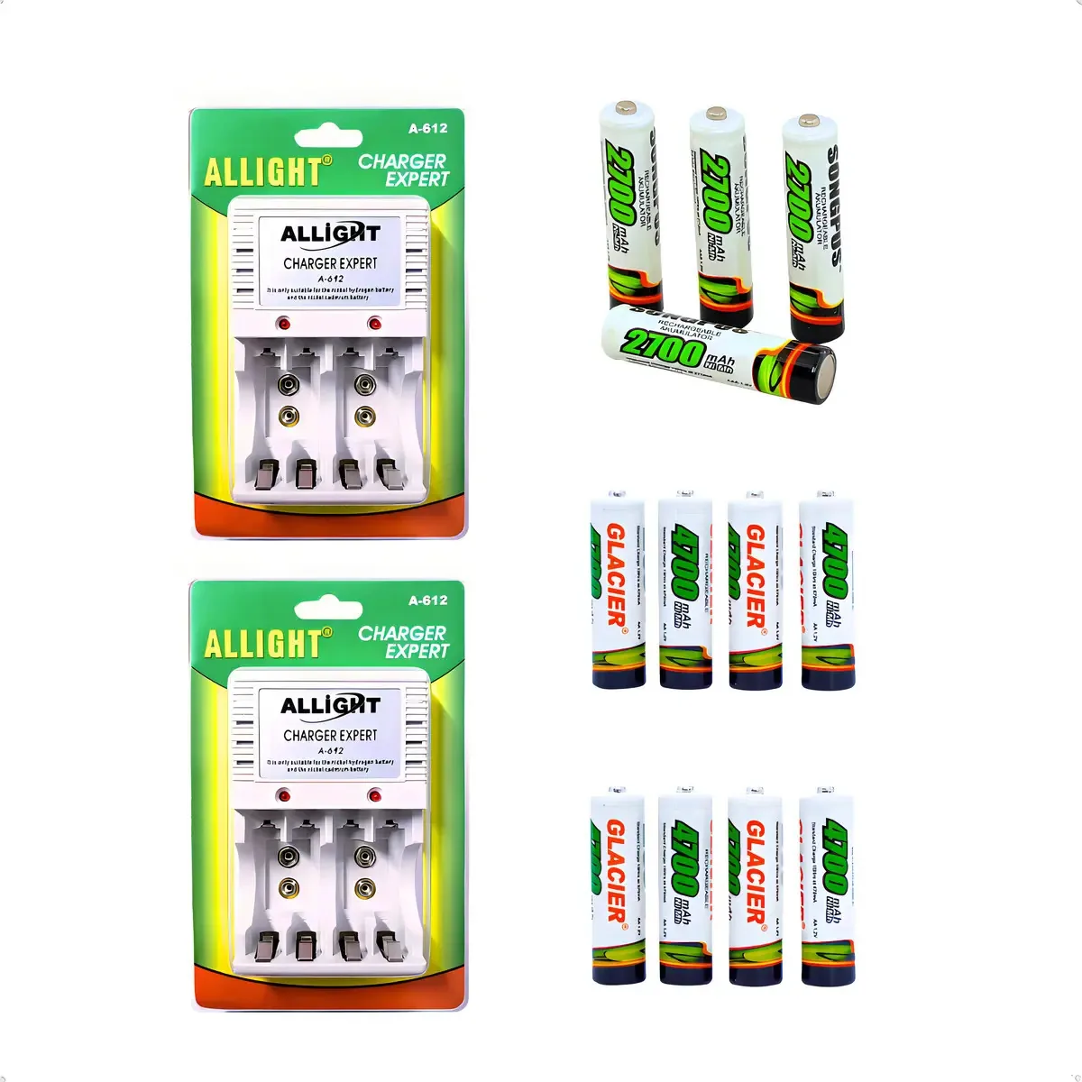 Carregador Filipini A-612 Bivolt + 16 Pilhas Recarregáveis AA AAA 9V