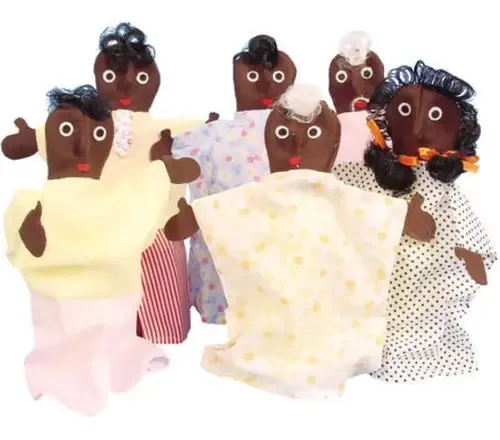 Fantoches De Mão Em Toalha Simque Família Negra 6 Peças 270