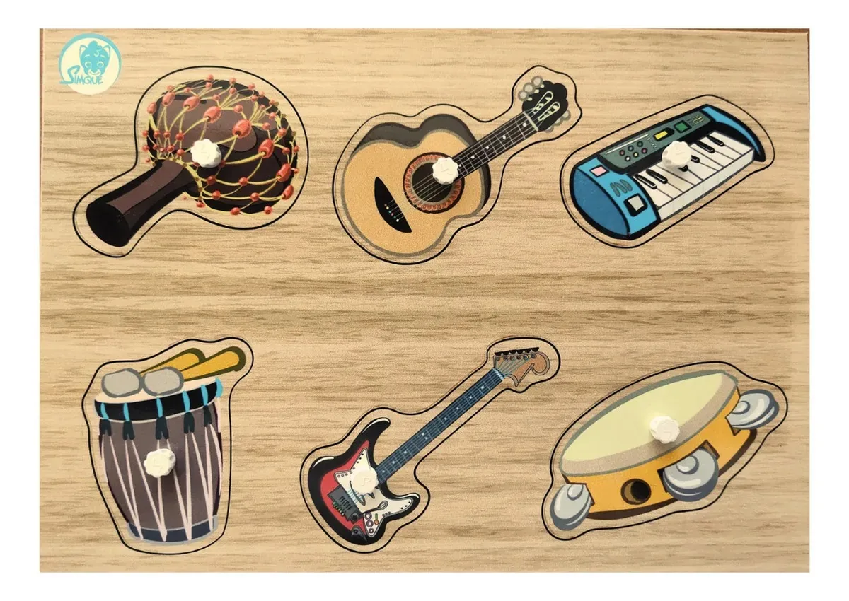 Quebra-Cabeça Infantil Simque Instrumentos Musicais MDF 7 Peças