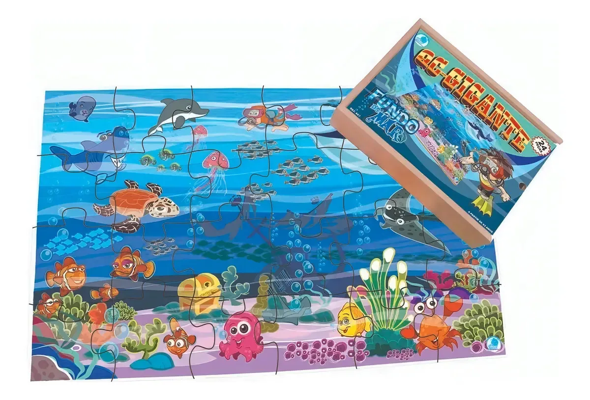Quebra-Cabeça Infantil Gigante do Fundo do Mar com 60 Peças