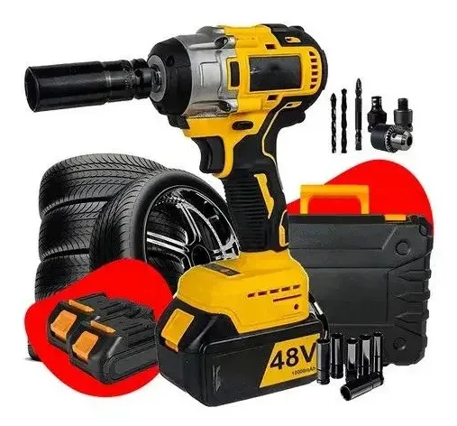 Parafusadeira Chave De Impacto 1/2 Bateria Bivolt Dz51 Amarelo