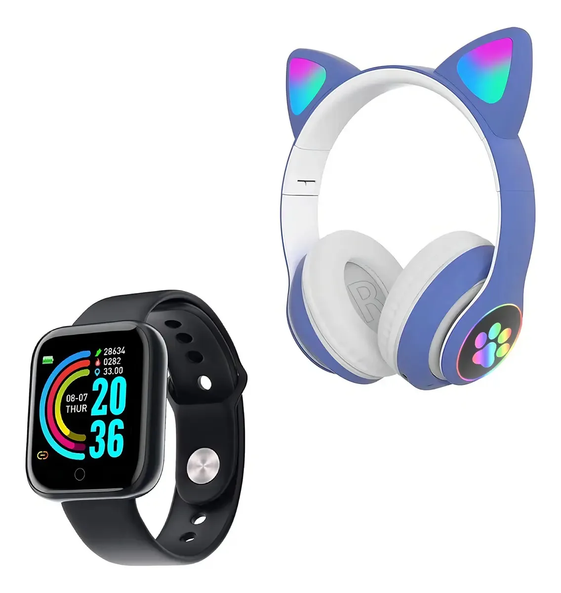 Relógio Inteligente Smartwatch Feminino Rose + Caixa Azul