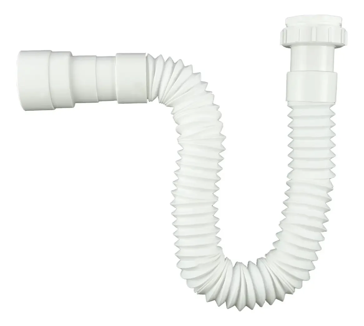 Sifão Universal Sanfonado Para Lavatórios Ou Tanques Branco