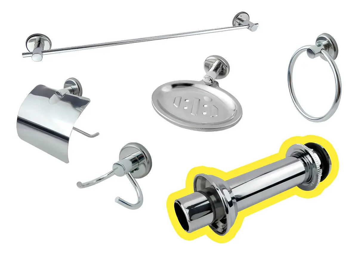 Kit Acessórios Para Banheiro Inox Stander + Tubo Ligação