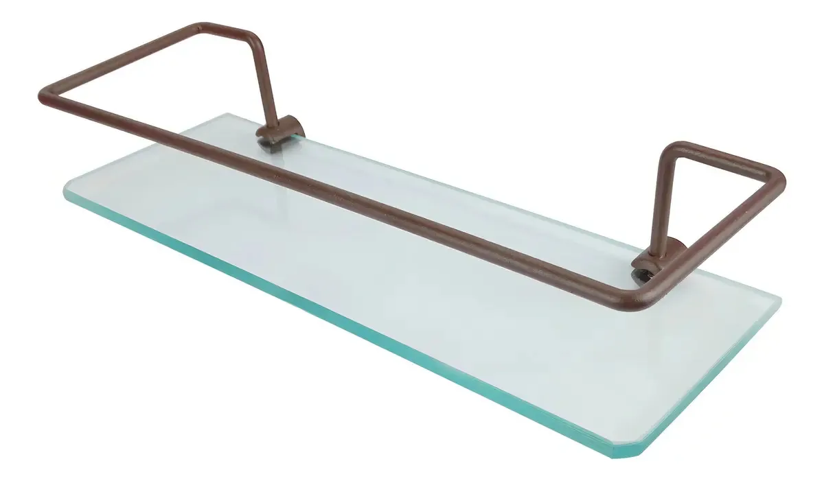 Porta Shampoo Para Banheiro Suporte De Vidro 6mm Reto Corten