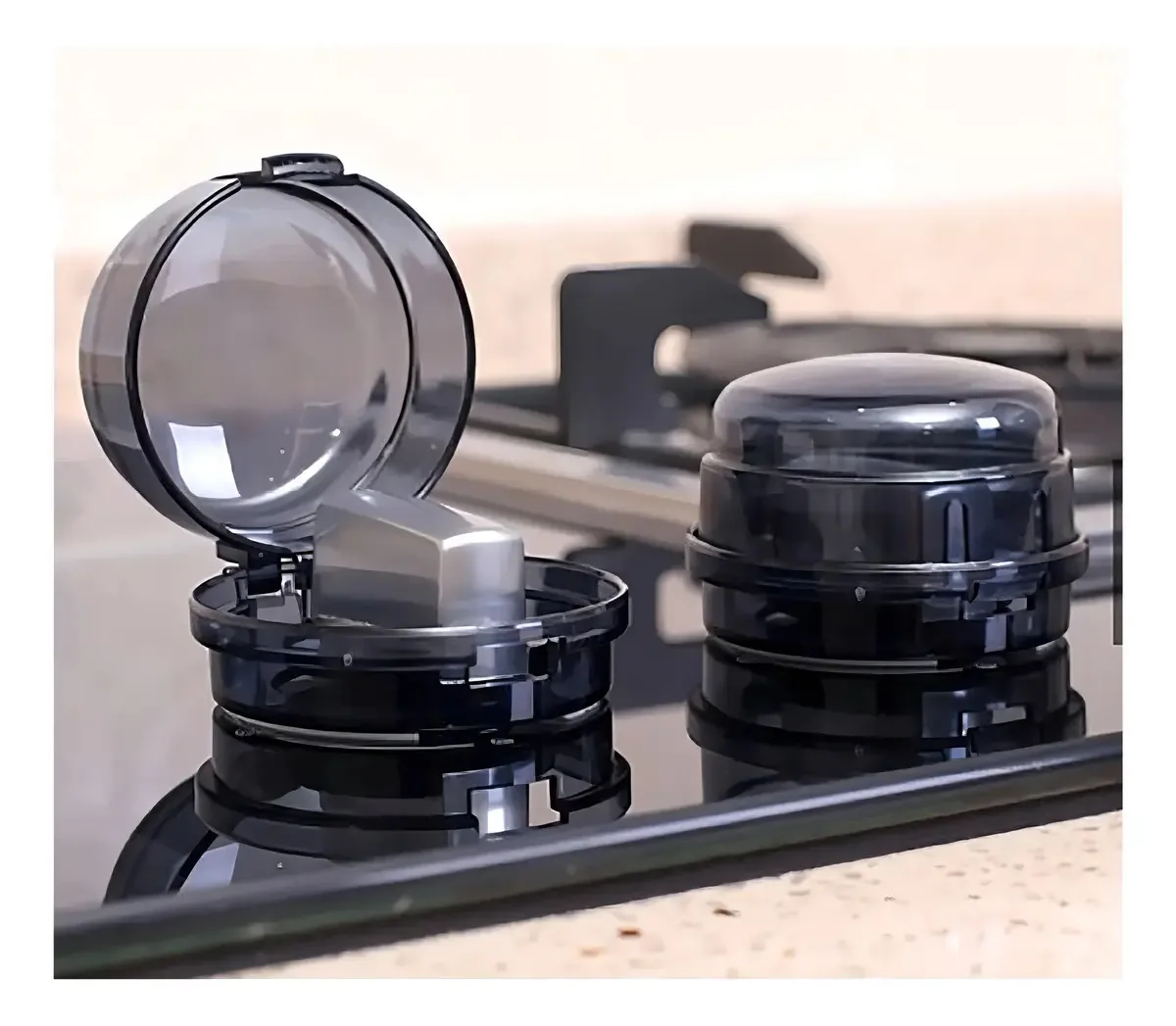Kit 2 Travas Segurança Criança Fogão Gás Botão Acrílico Fumê