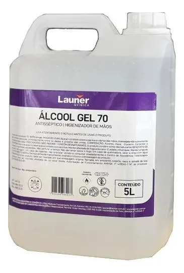 Álcool Gel 70% Launer 70% - Galão 5 Litros