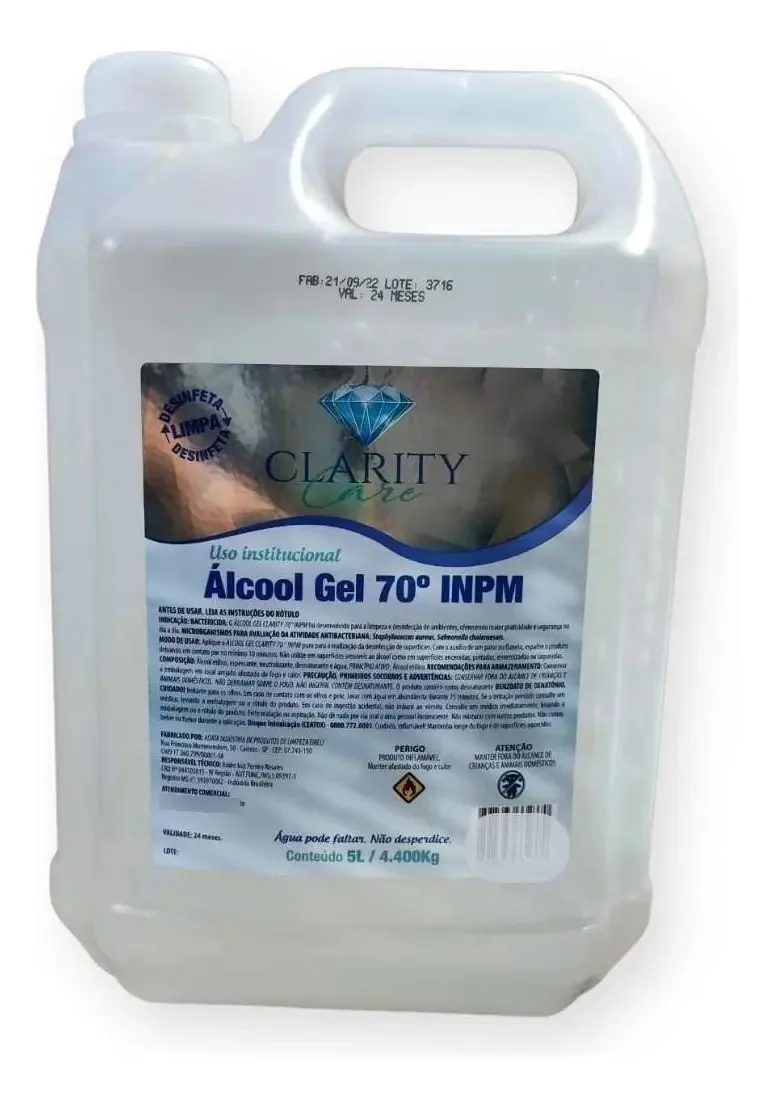 Alcool Em Gel 70 Clarity 5l