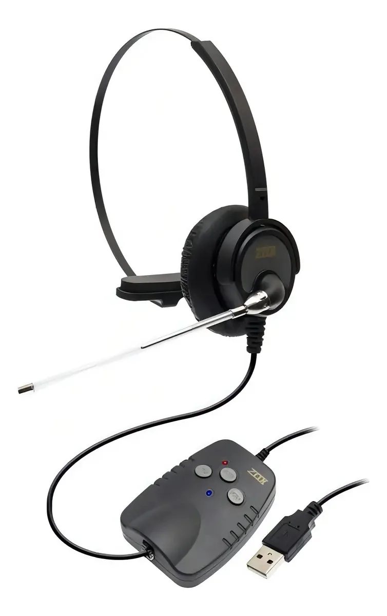 Headset USB Voip Zox DH-50T Preto Microfone Flexível c/ Controle