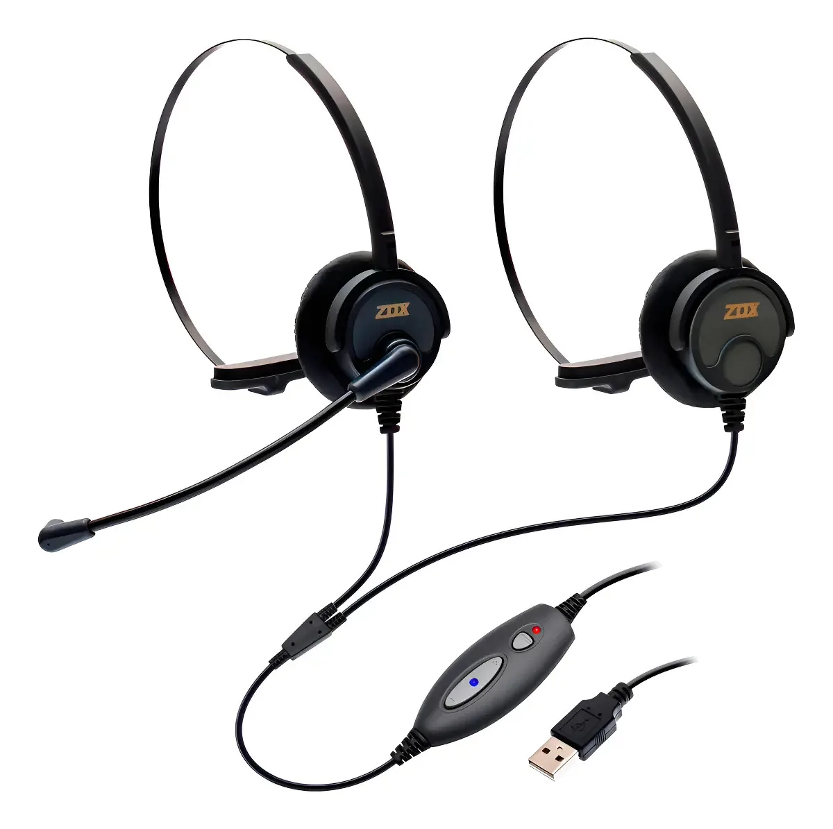 Headset Call Center Zox DH-60DC USB Over-ear Cancelamento Ruído
