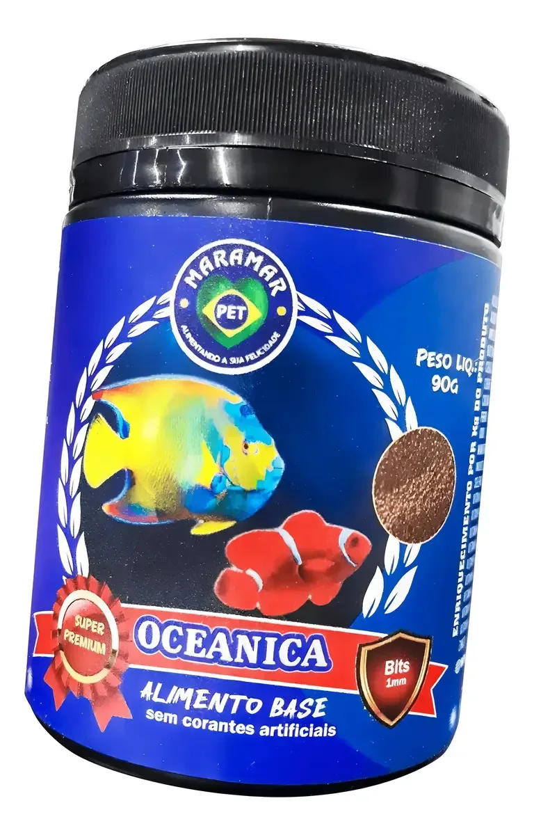 Ração P/ Peixes Maramar Oceânica 90g Bits 1mm Marinhos
