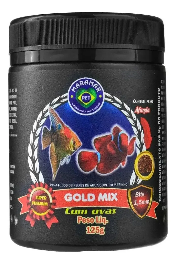 Maramar Ração Para Peixes Gold Mix 125g Bits 1,5mm
