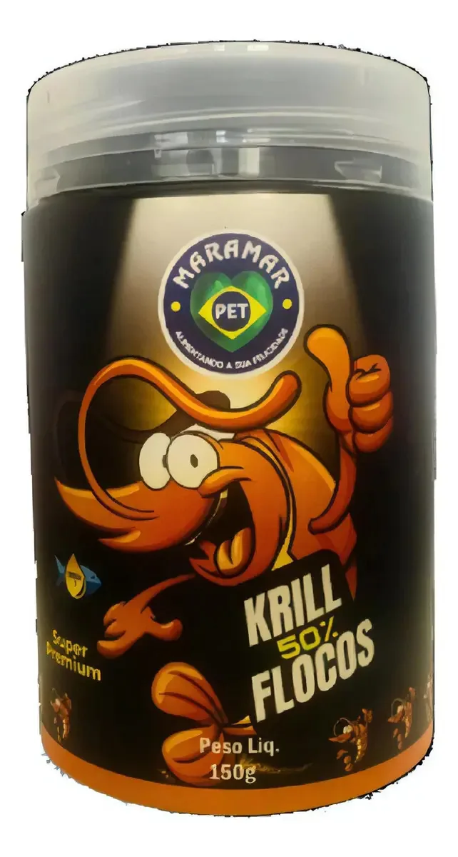 Alimento Para Peixes Maramar Ração Flocos Krill 150g