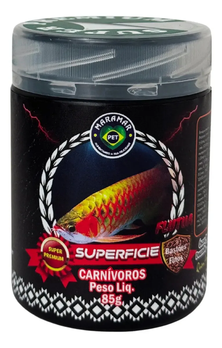 Comida Para Peixes Maramar Superfície Em Pote Formato Palitos