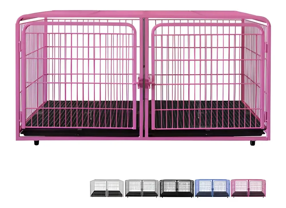 Canil Gaiola Modular Duplo Superior Pet Shop Veterinária Cor Rosa