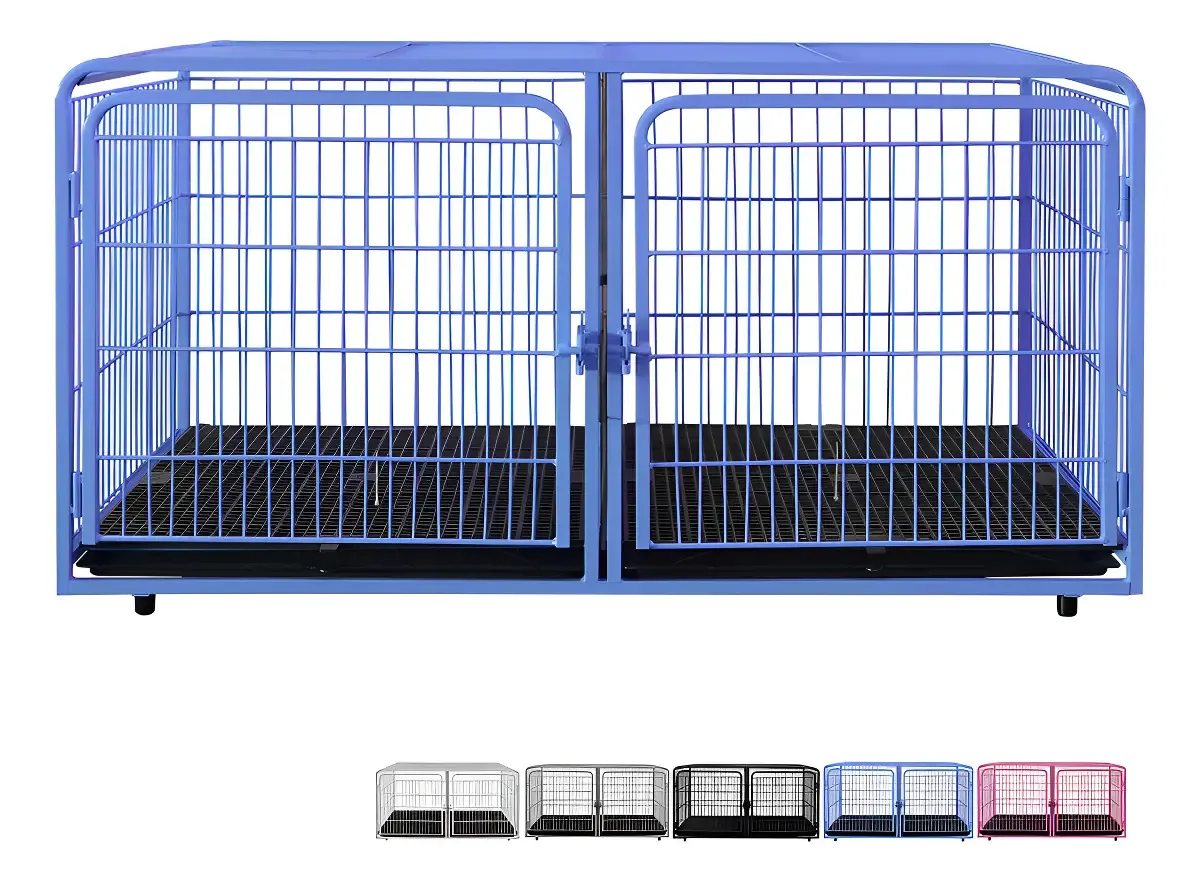 Canil Gaiola Modular Duplo Superior Pet Shop Veterinária Cor Azul