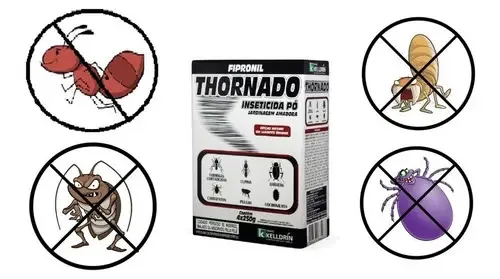 Inseticida Pó Mata Carrapato, Pulgas E Baratas 1kg Thornado Kit Com 4