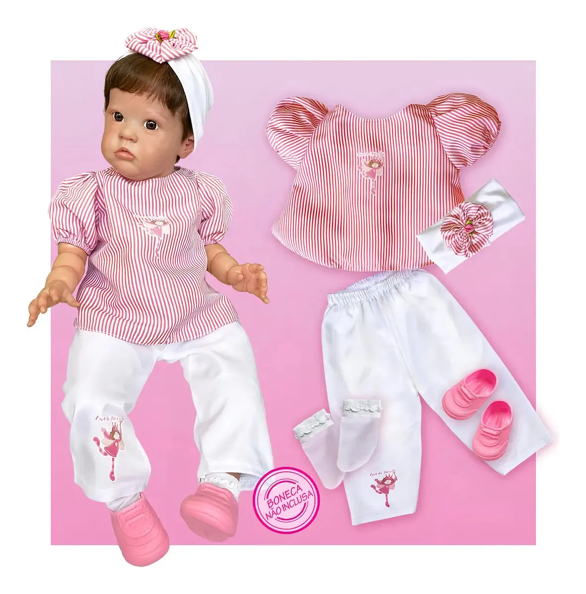 Kit Roupinha Bebê Reborn Fadinha 56-66cm, Sapatinho 8cm