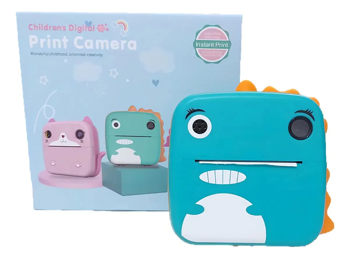 Câmera De Impressão Infantil Instantânea Full Hd Cor Verde Água