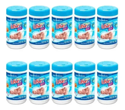 Lenços Umedecidos Use Baby 10 Potes Azul Com 700 Unidades
