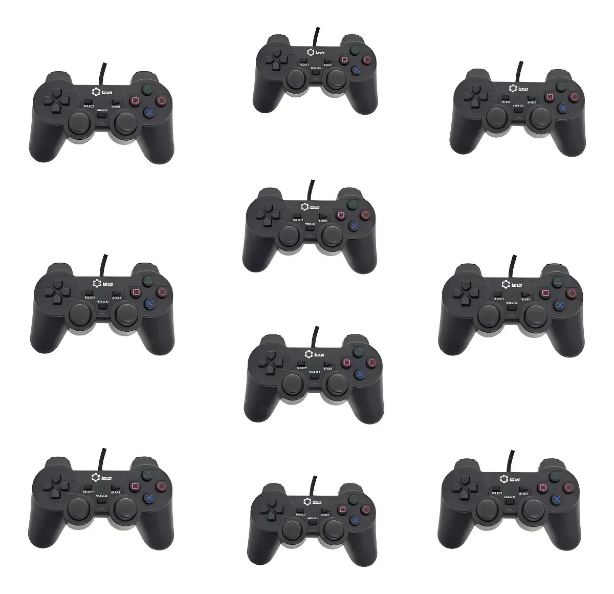 10 Controles Dualshock 2 Preto Lotus Ct007 Para Ps2 Com Fio