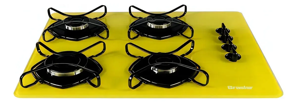 Cooktop 4 Bocas Super Automático Easy Clean Amarelo