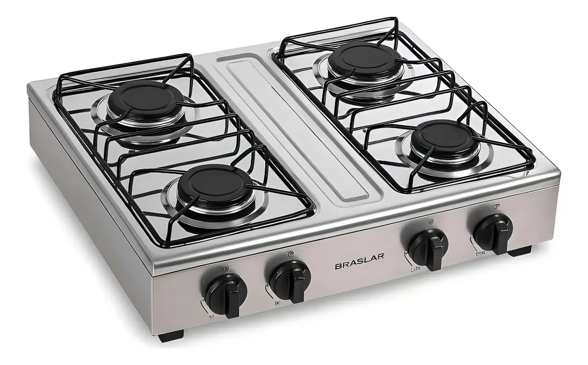 Cooktop Fogão De Mesa 4 Bocas Asiático Titanium Braslar Titanium
