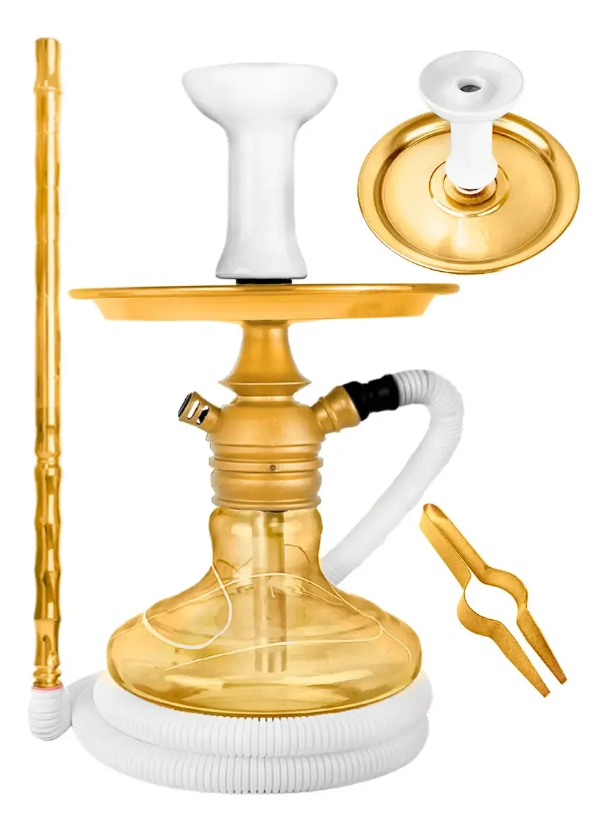 Narguile Completo Kit Hookah Monster Barato Dourado Amarelo