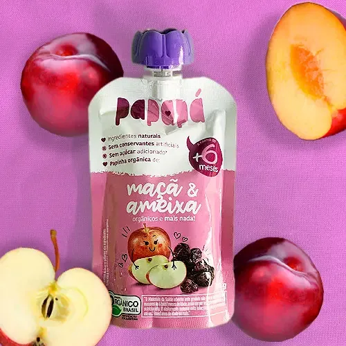 Kit 6x: Papinha Orgânica De Maçã E Ameixa Papapá 100g