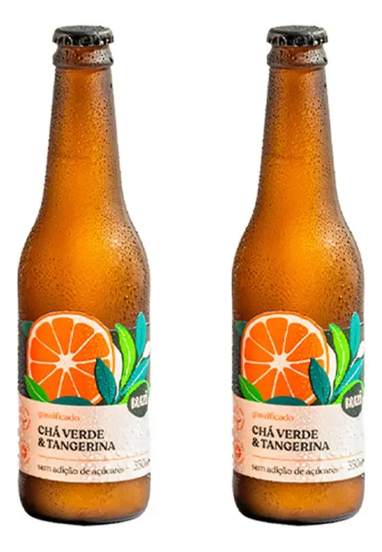 Kit 2x: Chá Verde Com Tangerina Gaseificado Brazô 350ml