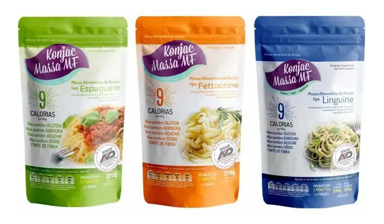 Kit 3 Massas Konjac Massa Longa: Espaguete, Fettuccine, Linguine