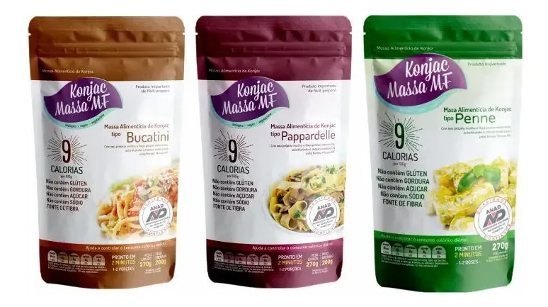 Kit 3 Massas Konjac: Penne, Pappardelle, Bucatini
