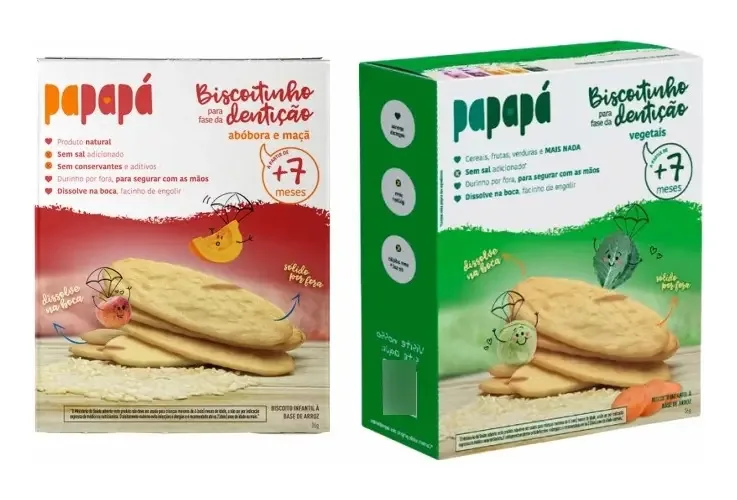 Kit 2 Biscoitinhos para Dentição Papapá: Maçã, Vegetais