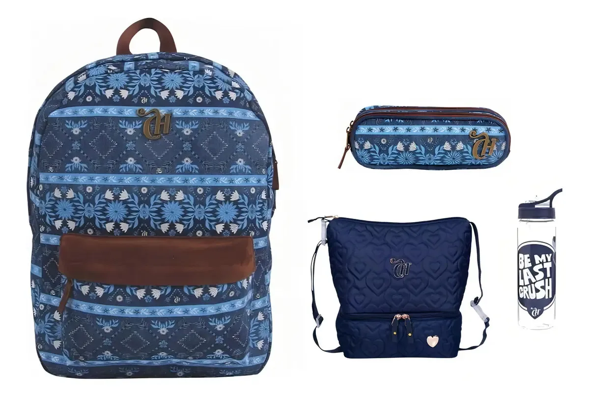 Kit Capricho Etnic Mochila + Lancheira + Estojo + Garrafa