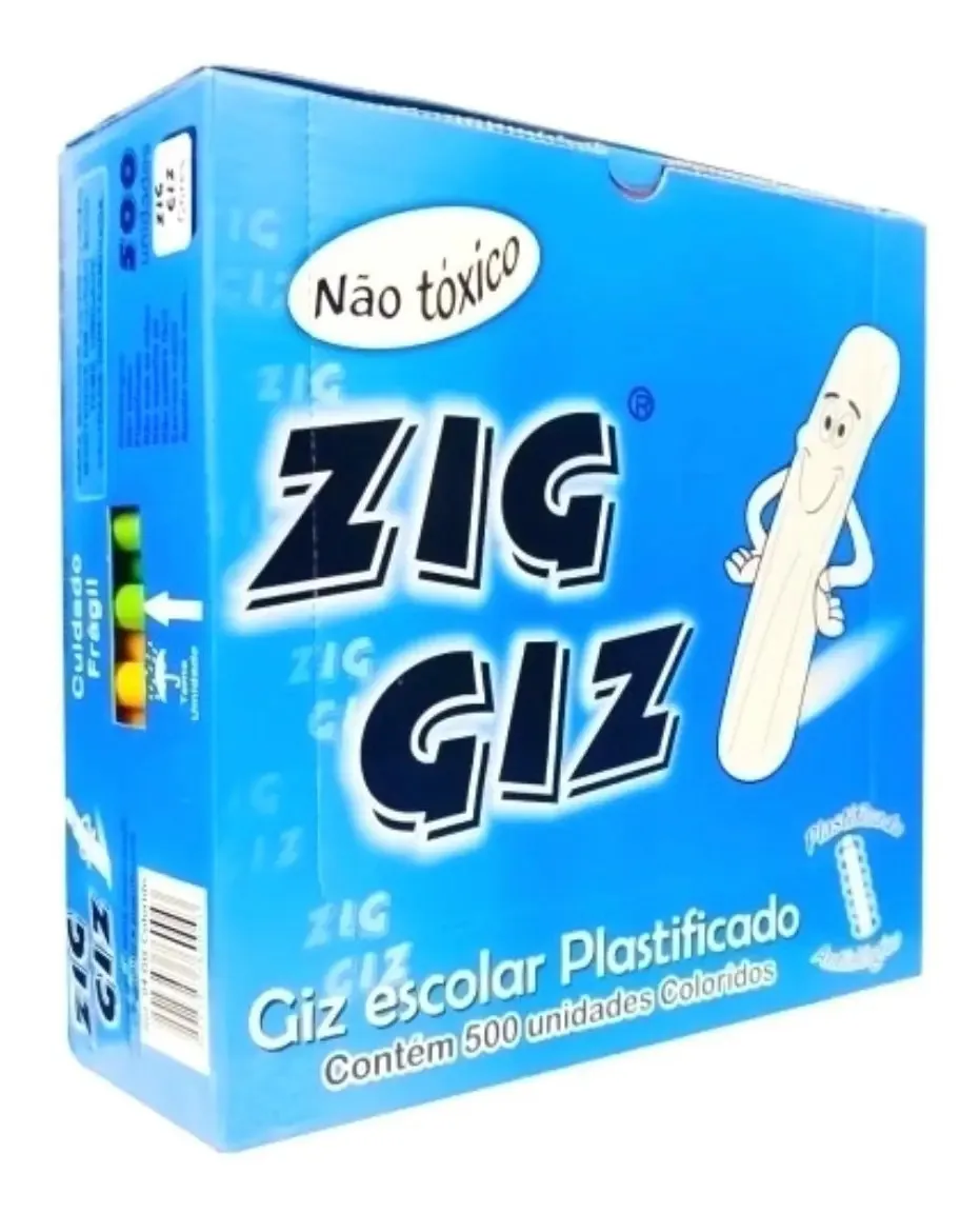 Giz Barra Zig Giz Plastificado Colorido Antialérgico C/ 500 Unidades