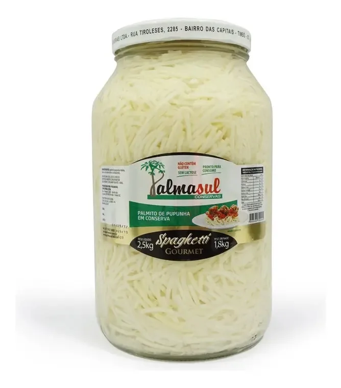 Palmito De Pupunha Em Conserva Spaghetti 1800g Palmasul