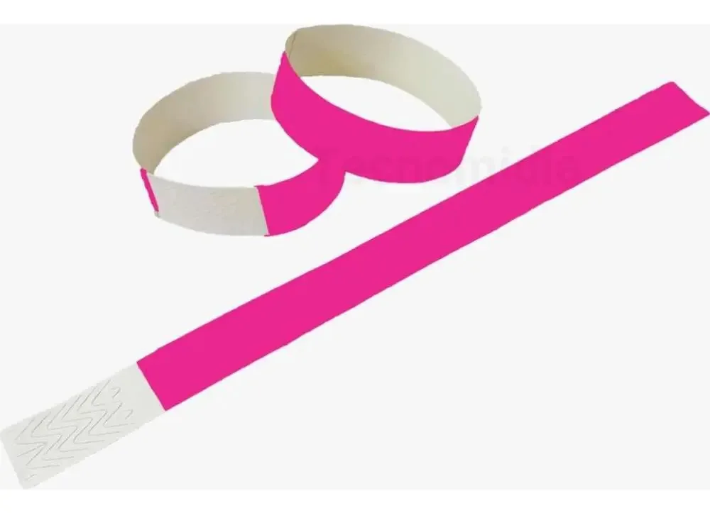 Kit 1000 Pulseiras de Identificação Rosa Mediatech com Lacre Adesivo para Eventos