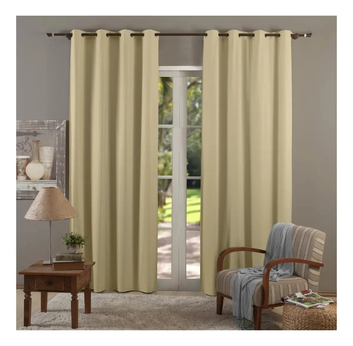 Mc Cortinas Blackout 1,30m X 2,00m Cor Palha