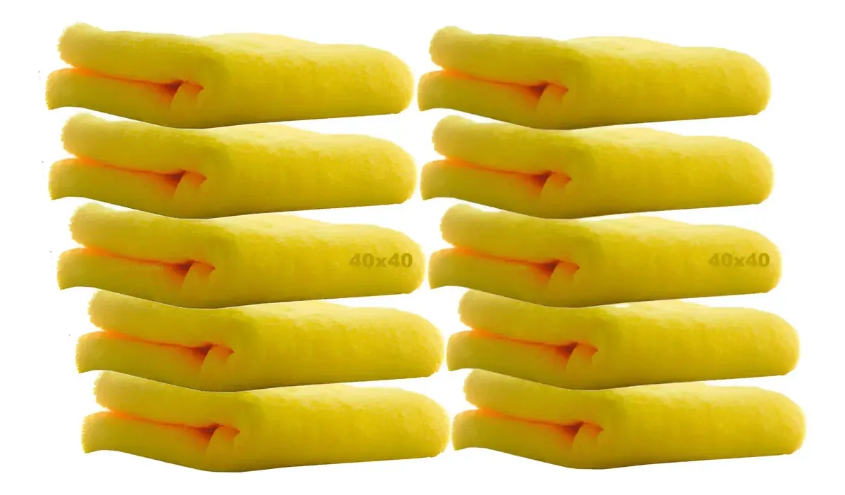 Kit 10 Flanela Microfibra Automotiva 40x40 Autoamerica Amarelo
