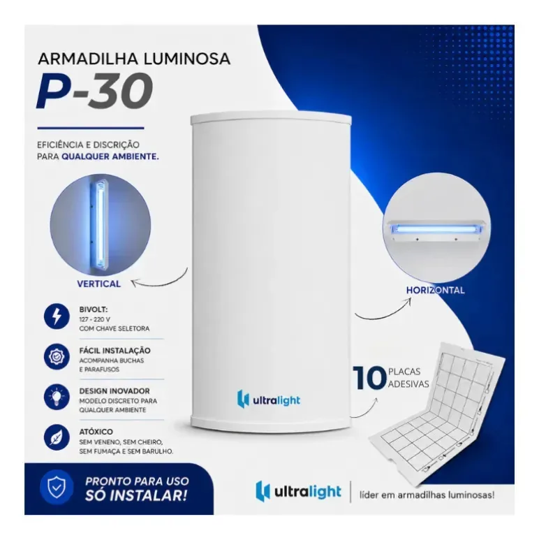 Aparelho Para Matar Moscas Insetos P-30 + 10 Refil 450x220mm