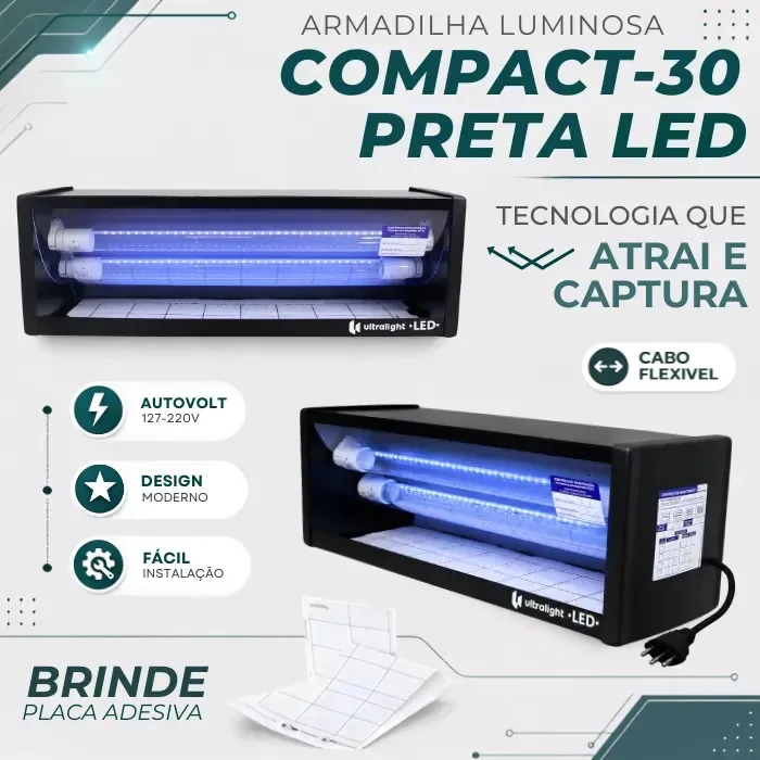 Armadilha Luminosa Compacta Led Mata Mosca Mosquitos Insetos