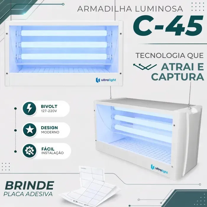 Armadilha Luminosa Contra Moscas Mosquitos Varejeira Insetos C-45