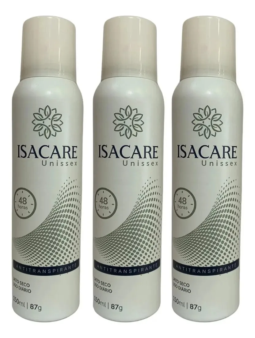 Antitranspirante em spray Isacare Antitranspirante Unissex pacote de 3 u