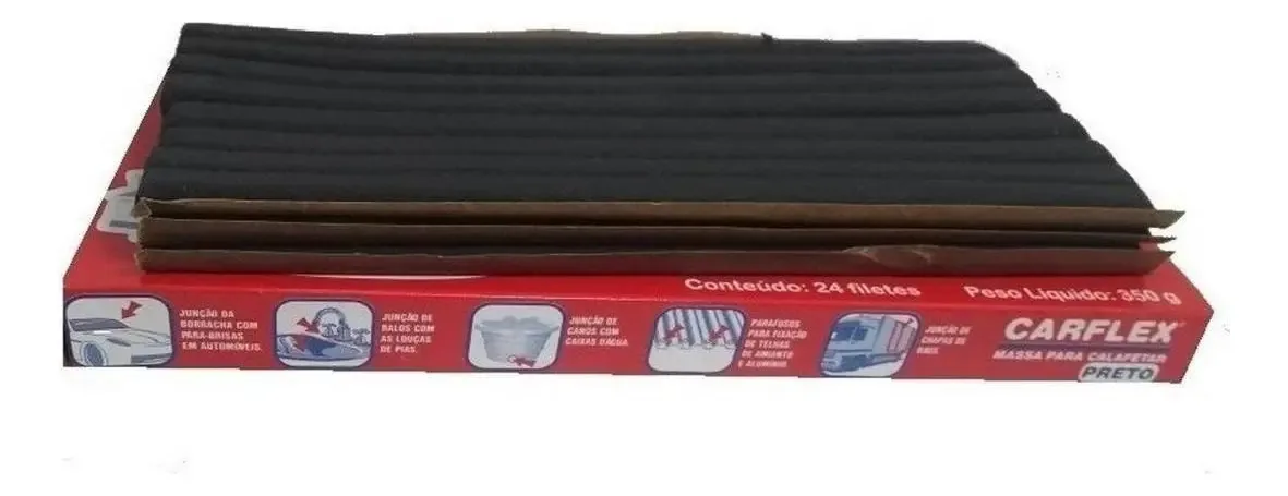 Massa Para Calafetar Mastiflex Carflex Preto 24 Filetes 350g