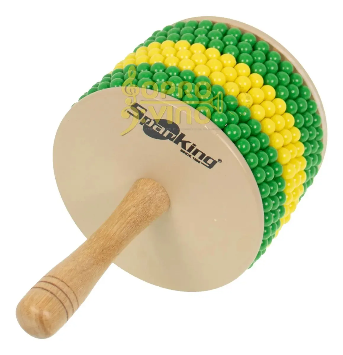 Afoxé Médio Tampa Cabo Madeira Bolinhas Abs Verde Spanking