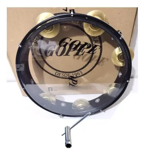 Pandeiro 10 Profissional Preto Pele Cristal - Gope
